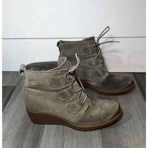 SOREL Toronto NL2115-245 Women’s Size 8 Suede Lace Up Wedge Boots Booties